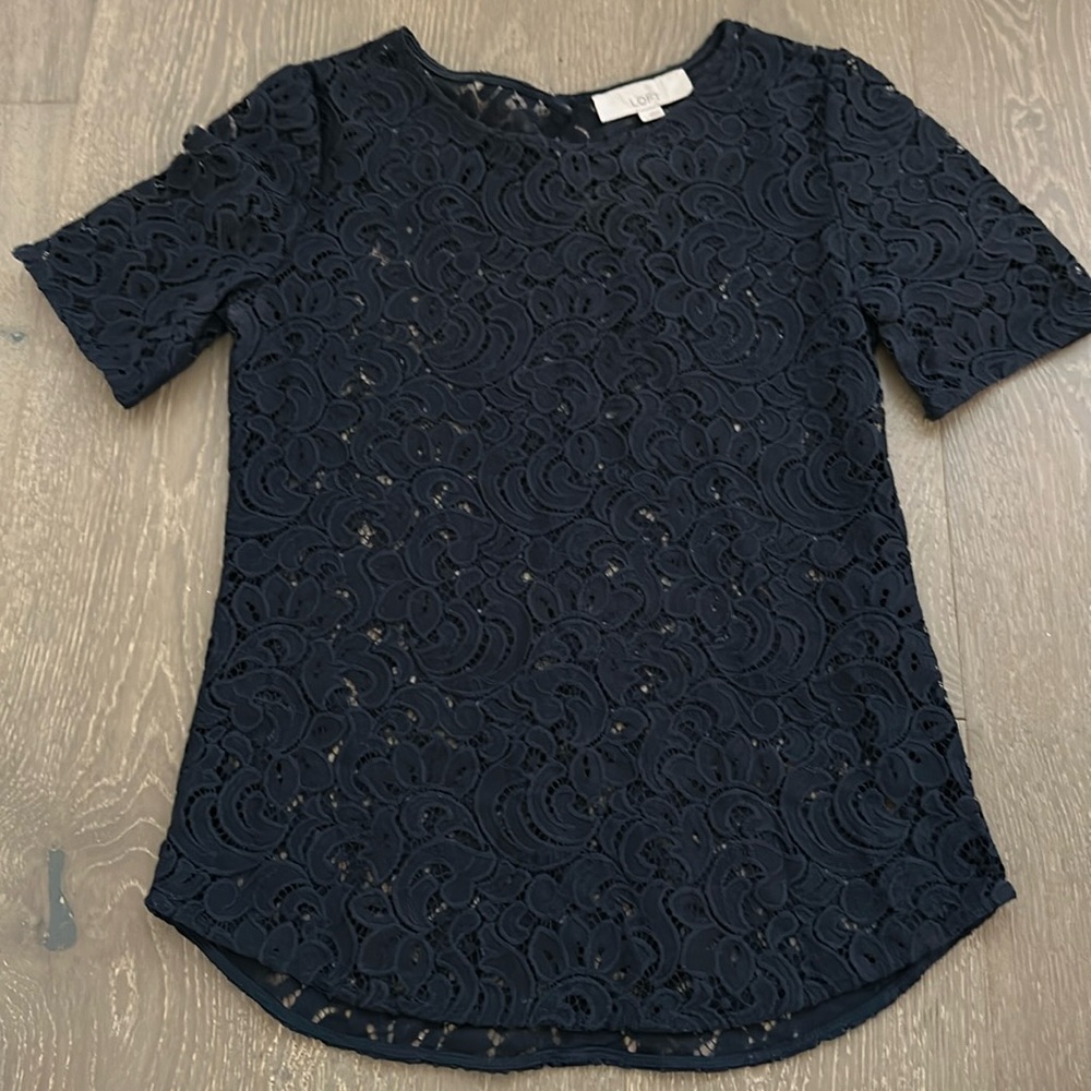 Navy Blue Lace Blouse